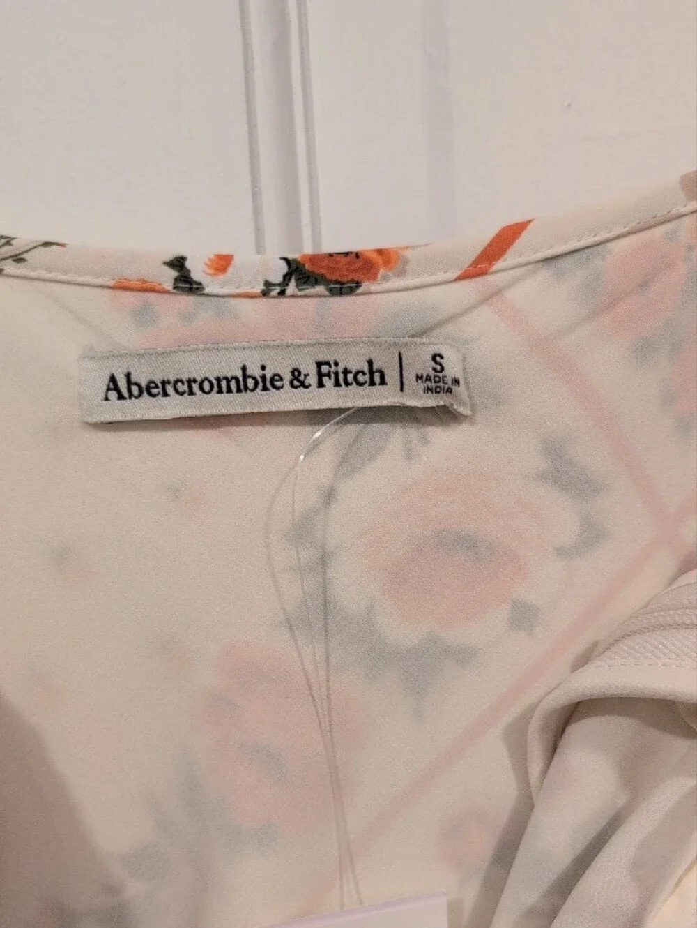 Abercrombie & Fitch Cream Maxi Slip Dress with Orange Floral Bandana Print